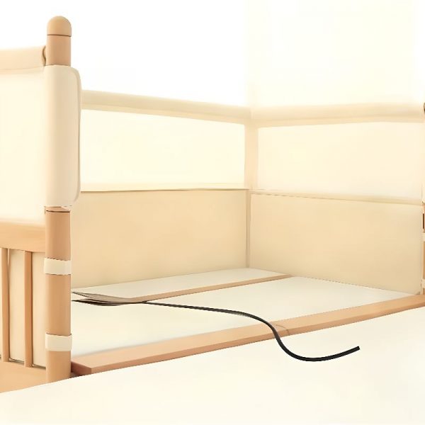 "Simple Natural Wood Standard Children Bed for Gender Neutral with Detachable Guardrails"