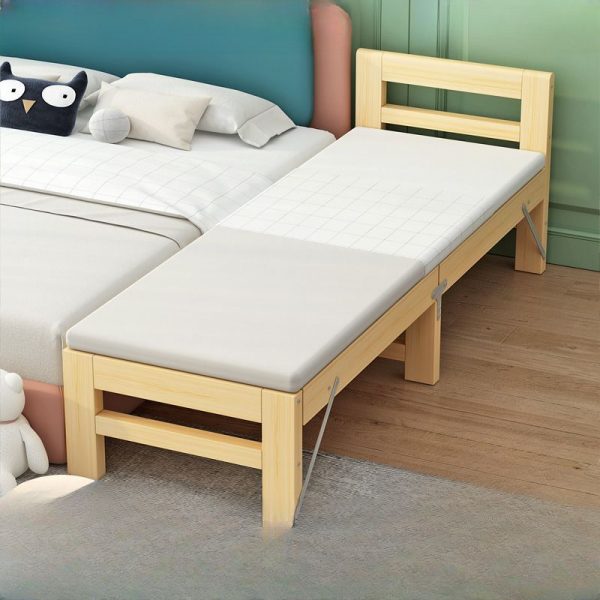 "Simple Wood Grain Pine Wood Standard Kids Bed with Sponge Mattress and Headboard, Gender Neutral"