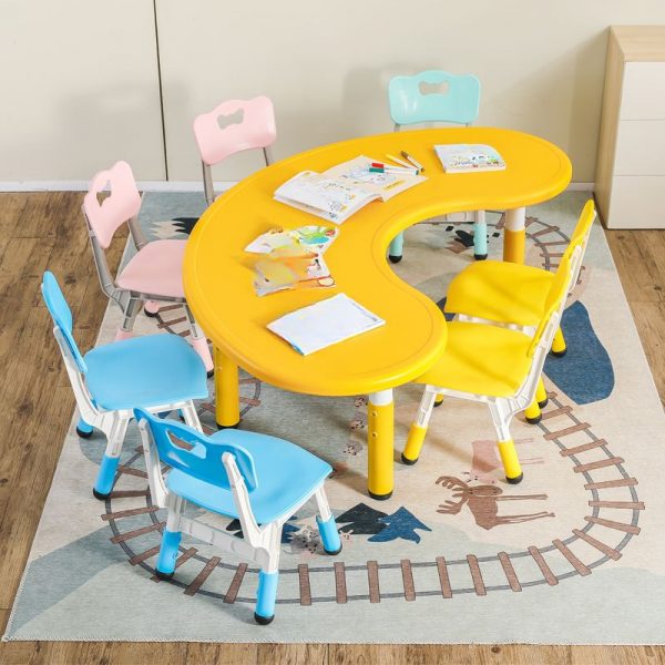 "Adjustable Height Yellow, Cerulean, and Olive Green Polymer Kids Desk"